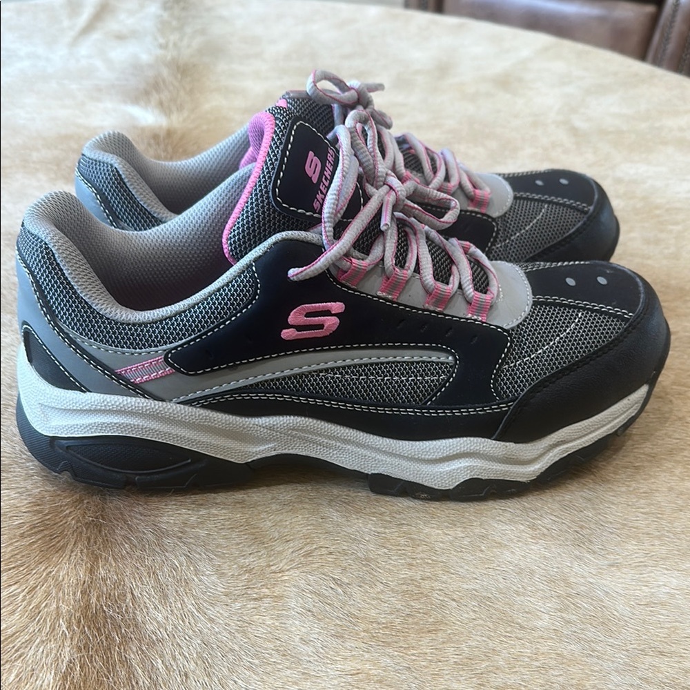 Skechers Black and Pink Sneakers steel toe, slip resistant